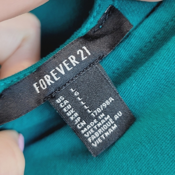 💕 Forever 21 Emerald Green Bodycon Dress Size Large - Picture 5 of 11